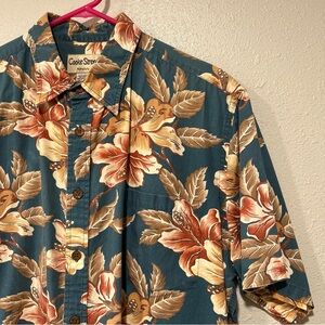 VINTAGE Cooke Street Hawaiian Shirt Size Large Single Stitch Blue Pink Floral EC